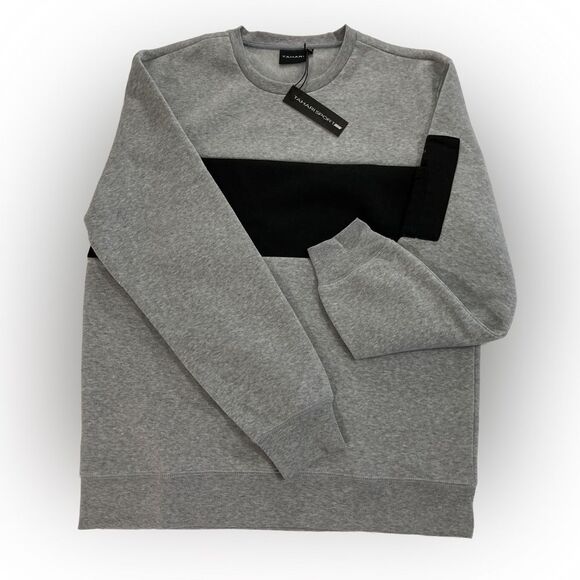 Tahari Shirt Men's 1XL Gray Black Colorblock Fleece Lined Pullover Sweatshirt - Picture 1 of 11